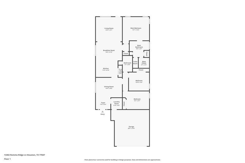 1,760/Mo, 13302 Remme Ridge Ln Houston, TX 77047 Floor Plan View
