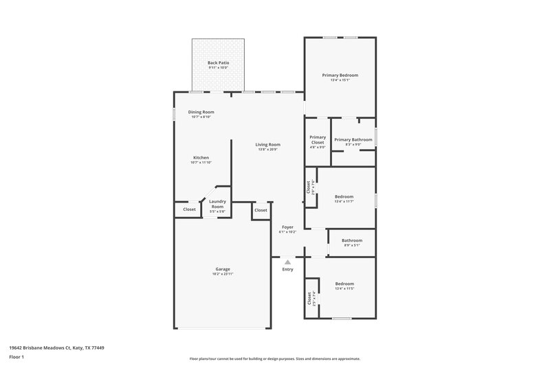 1,810/Mo, 19642 Brisbane Meadows Ct Katy, TX 77449 Floor Plan View