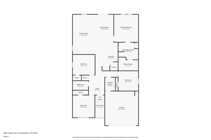 2,245/Mo, 4025 Tulip Tree Ln Brookshire, TX 77423 Floor Plan View