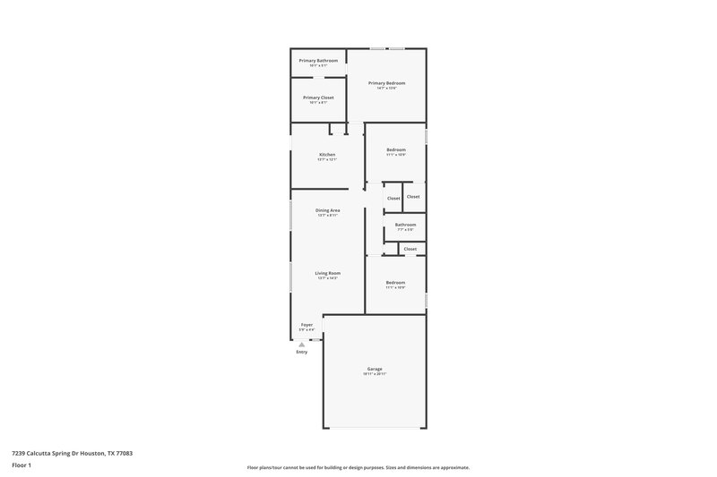 1,640/Mo, 7239 Calcutta Spring Dr Houston, TX 77083 Floor Plan View