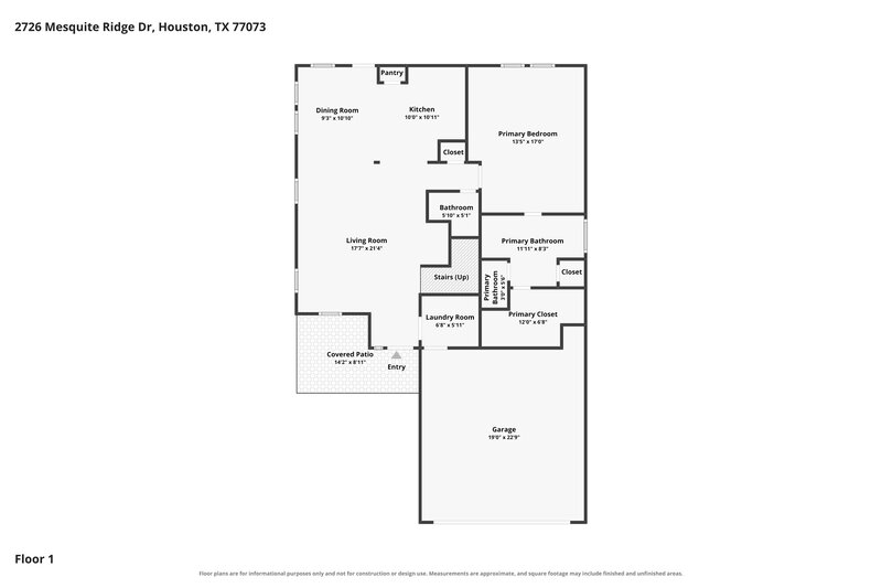 1,930/Mo, 2726 Mesquite Ridge Dr Houston, TX 77073 Floor Plan View