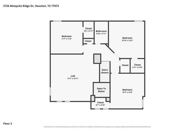 1,930/Mo, 2726 Mesquite Ridge Dr Houston, TX 77073 Floor Plan View 2