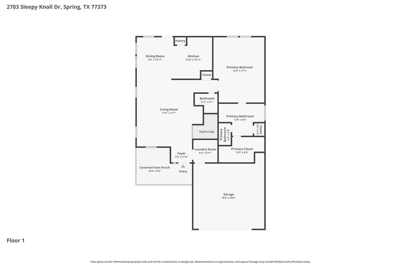 2,035/Mo, 2703 Sleepy Knoll Dr Spring, TX 77373 Floor Plan View