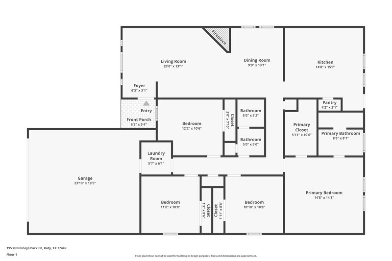 1,875/Mo, 19530 Billineys Park Dr Katy, TX 77449 Floor Plan View