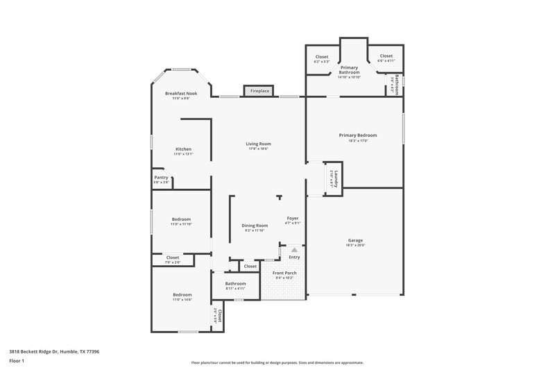1,975/Mo, 3818 Beckett Ridge Dr Humble, TX 77396 Floor Plan View