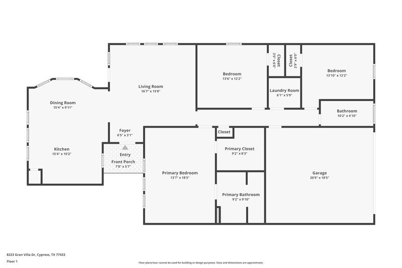 2,180/Mo, 8223 Gran Villa Dr Cypress, TX 77433 Floor Plan View