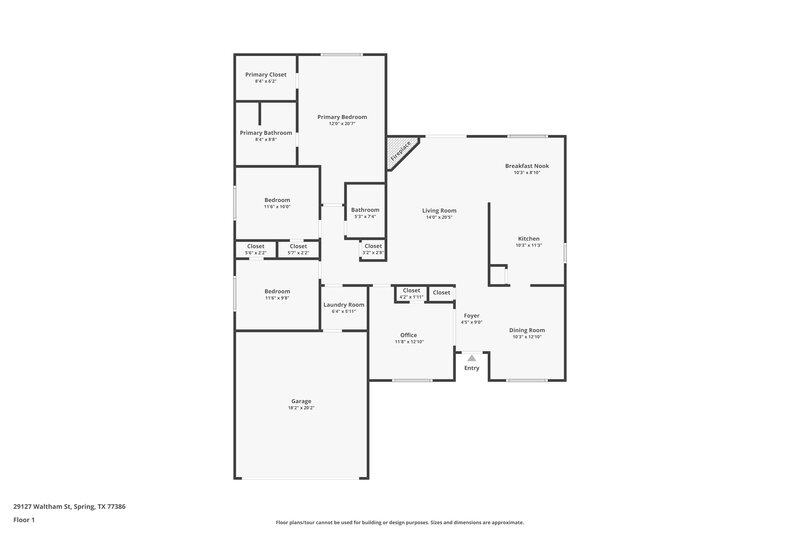 1,775/Mo, 29127 Waltham St Spring, TX 77386 Floorplan View