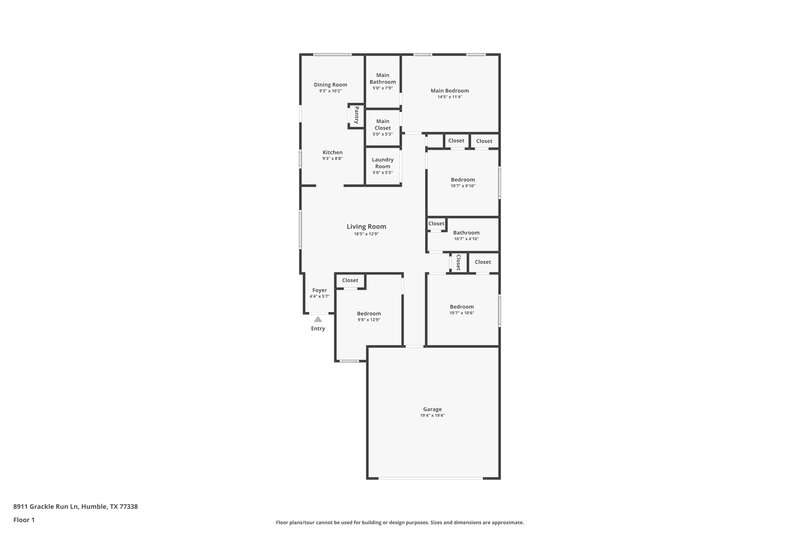 1,810/Mo, 8911 Grackle Run Ln Humble, TX 77338 Floor Plan View