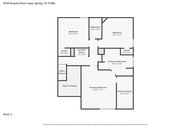1,830/Mo, 4518 Nueces River Loop Spring, TX 77386 Floor Plan View 2