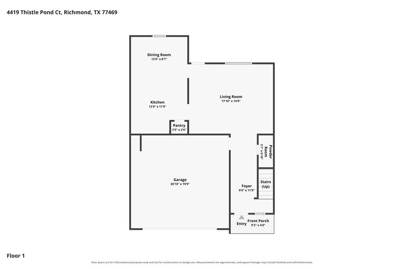 1,885/Mo, 4419 Thistle Pond Ct Richmond, TX 77469 Floor Plan View