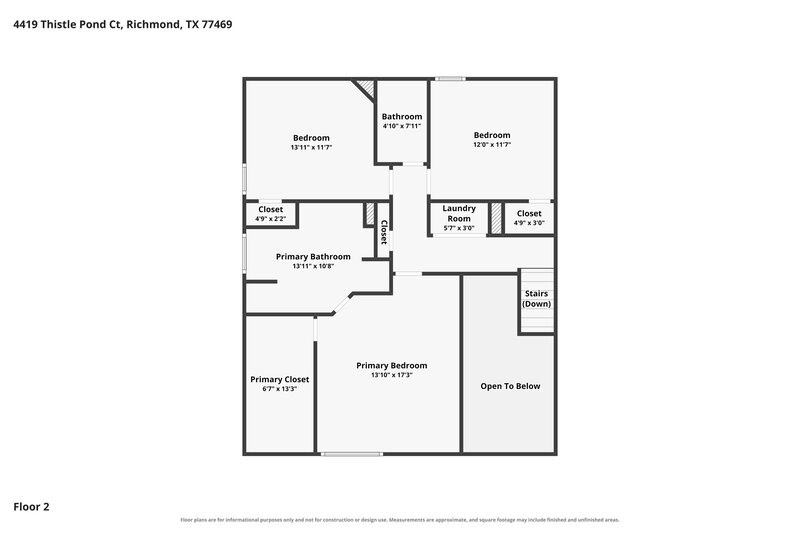 1,885/Mo, 4419 Thistle Pond Ct Richmond, TX 77469 Floor Plan View 2