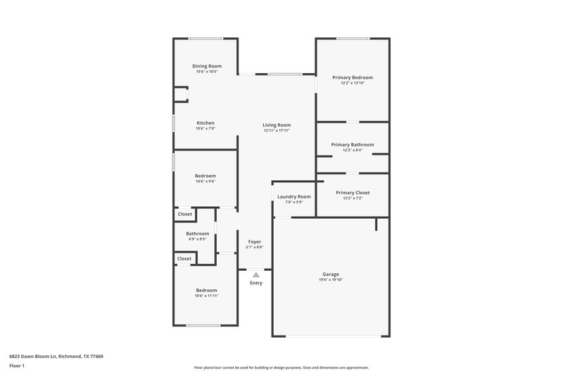 1,900/Mo, 6823 Dawn Bloom Ln Richmond, TX 77469 Floor Plan View