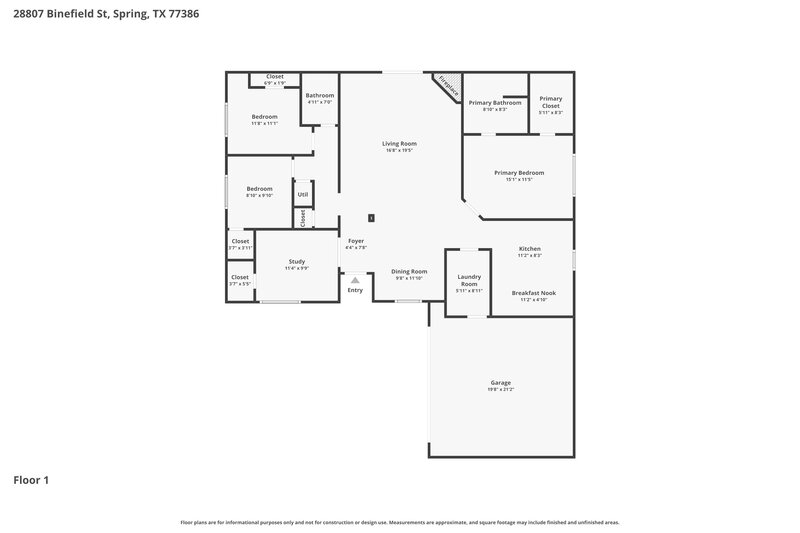 1,950/Mo, 28807 Binefield St Spring, TX 77386 Floor Plan View