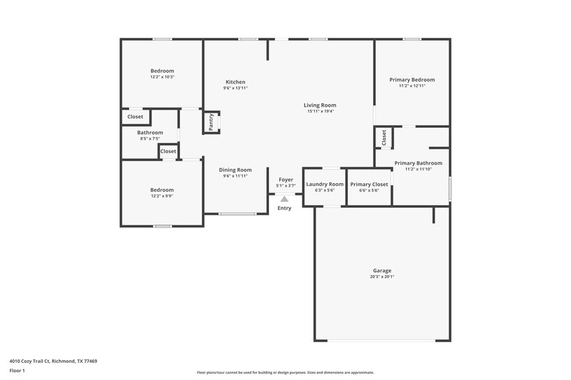 1,885/Mo, 4010 Cozy Trail Ct Richmond, TX 77469 Floor Plan View