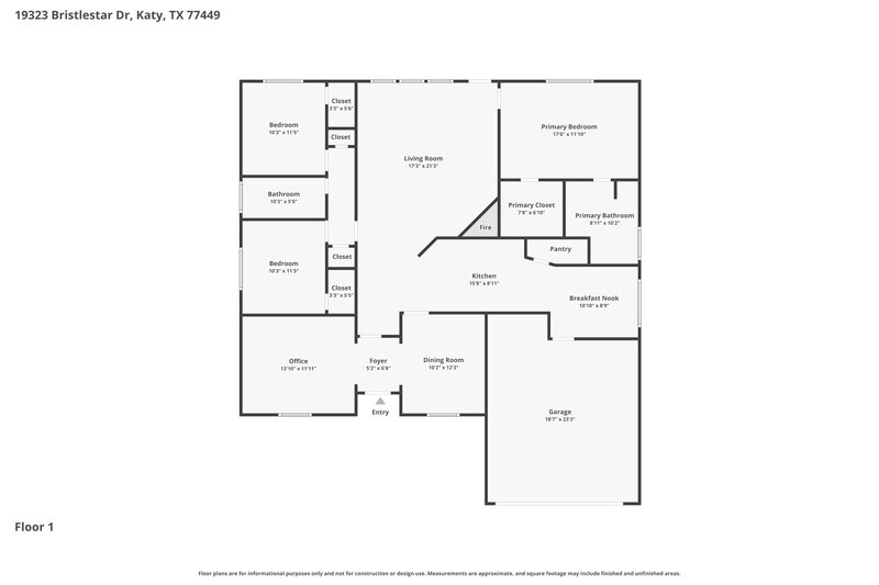 1,855/Mo, 19323 Bristlestar Dr Katy, TX 77449 Floor Plan View
