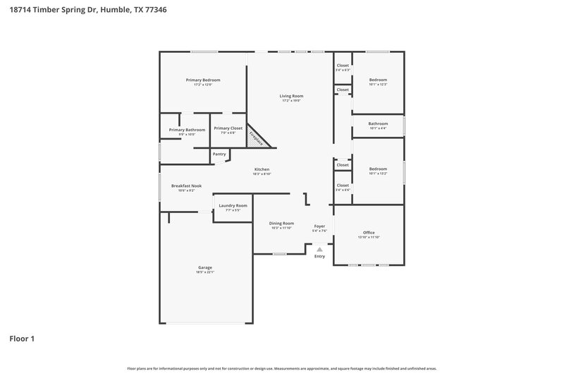 2,075/Mo, 18714 Timber Spring Dr Humble, TX 77346 Floor Plan View
