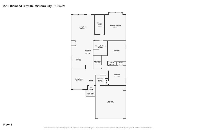 1,930/Mo, 2219 Diamond Crest Dr Missouri City, TX 77489 Floor Plan View