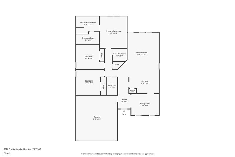 2,025/Mo, 2826 Trinity Glen Ln Houston, TX 77047 Floor Plan View