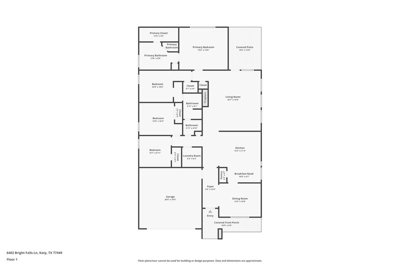 2,090/Mo, 6402 Bright Falls Ln Katy, TX 77449 Floor Plan View