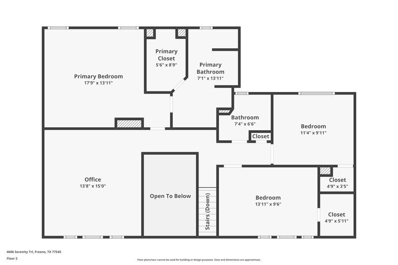 1,990/Mo, 4606 Serenity Trl Fresno, TX 77545 Floor Plan View 2