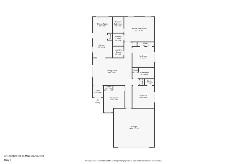 1,810/Mo, 7315 Winter Song Dr Magnolia, TX 77354 Floor Plan View