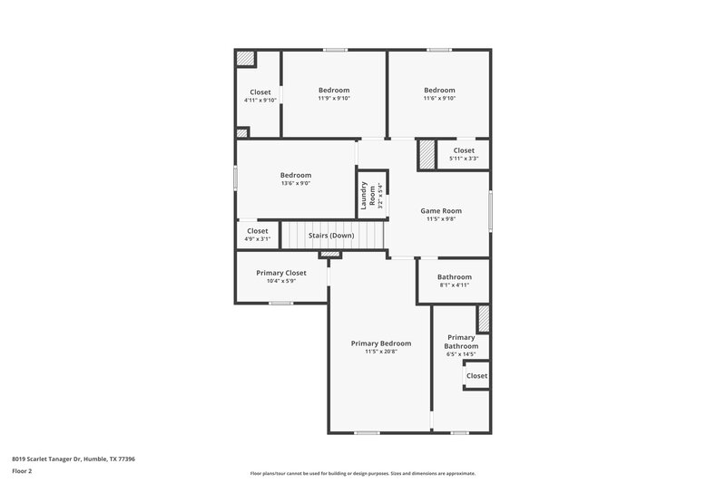 1,980/Mo, 8019 Scarlet Tanager Dr Humble, TX 77396 Floor Plan View 2