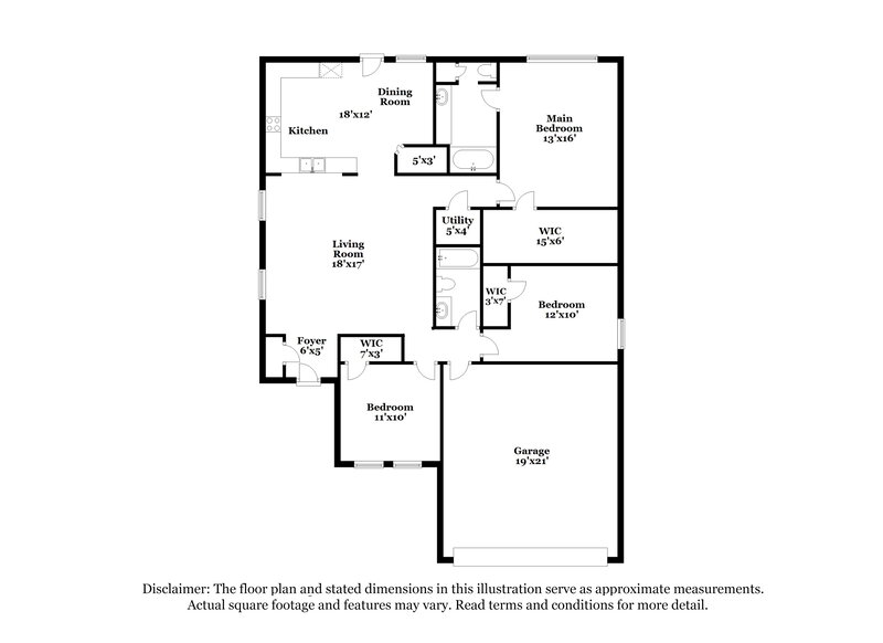 1,840/Mo, 8707 Farm Ridge Ln Humble, TX 77338 Floor Plan View