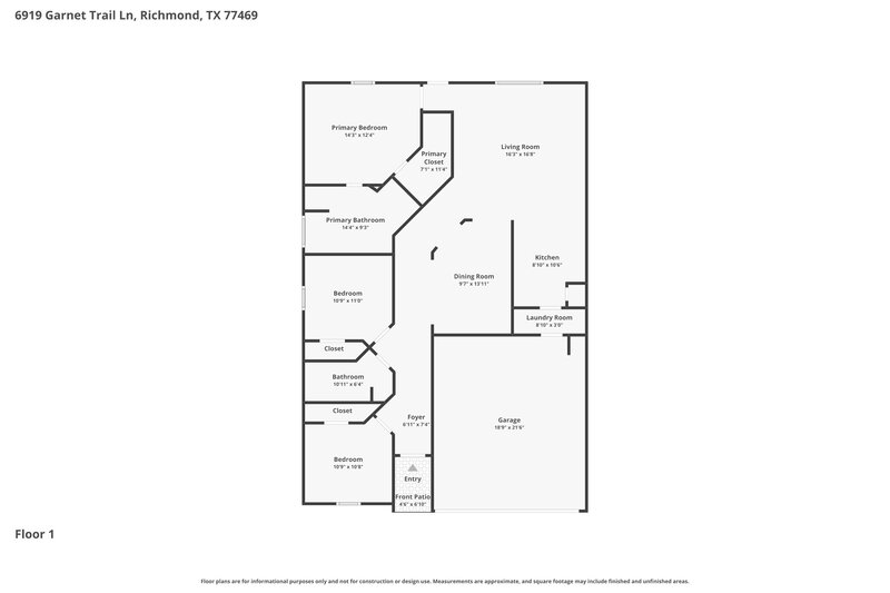 1,775/Mo, 6919 Garnet Trail Ln Richmond, TX 77469 Floor Plan View