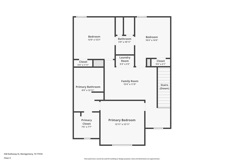 1,775/Mo, 540 Dalloway St Montgomery, TX 77316 Floor Plan View 2