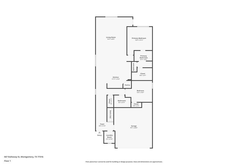 2,165/Mo, 567 Dalloway St Montgomery, TX 77316 Floorplan View