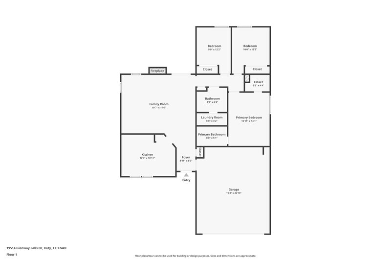 1,785/Mo, 19514 Glenway Falls Dr Katy, TX 77449 Floor Plan View