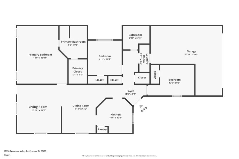 1,500/Mo, 19938 Sycamore Valley Dr Cypress, TX 77433 Floor Plan View