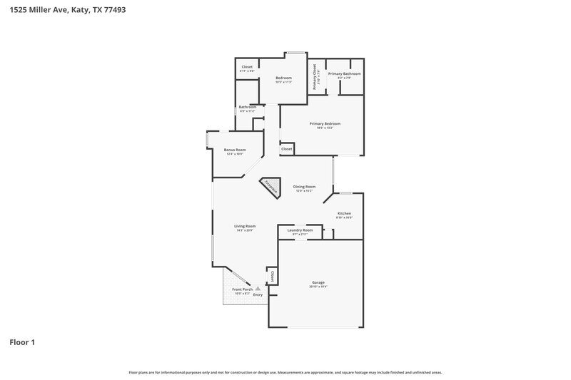 1,755/Mo, 1525 Miller Ave Katy, TX 77493 Floor Plan View