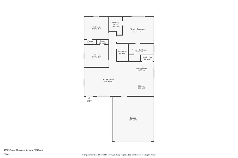 1,660/Mo, 19703 Byron Meadows Dr Katy, TX 77449 Floor Plan View