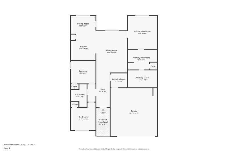 1,795/Mo, 401 Polly Grove Dr Katy, TX 77493 Floorplan View