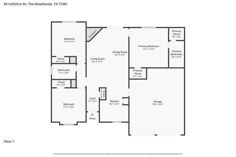 1,755/Mo, 84 Fallshire Dr The Woodlands, TX 77381 Floor Plan View