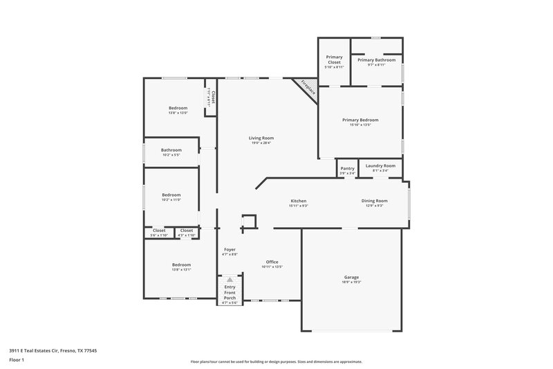 2,095/Mo, 3911 E Teal Estates Cir Fresno, TX 77545 Floor Plan View