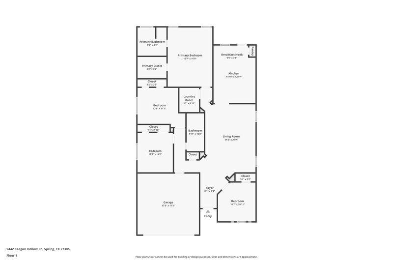 1,815/Mo, 2442 Keegan Hollow Ln Spring, TX 77386 Floorplan View