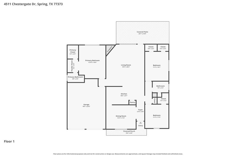1,625/Mo, 4511 Chestergate Dr Spring, TX 77373 Floor Plan View