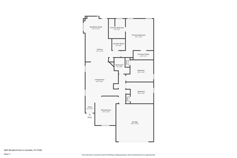 1,880/Mo, 3607 Bluebird Park Ln Humble, TX 77338 Floor Plan View
