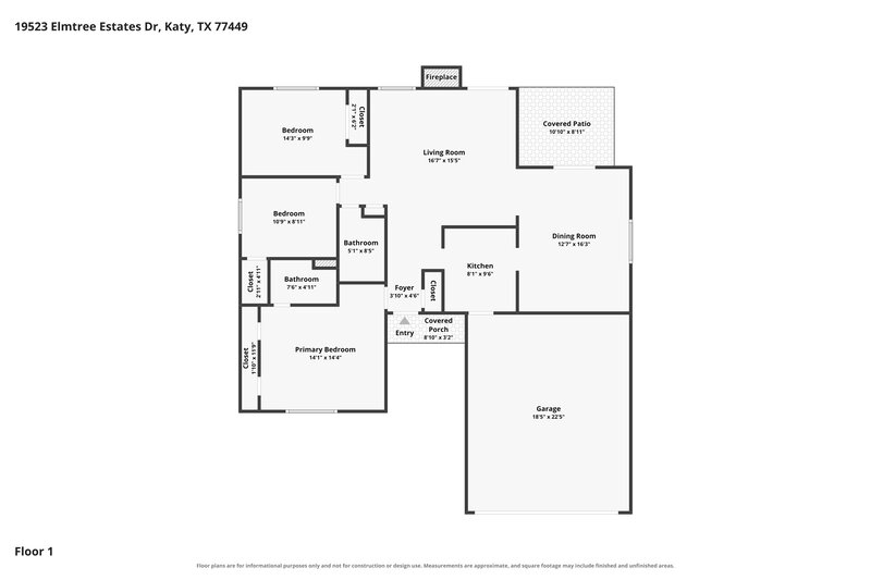 1,675/Mo, 19523 Elmtree Estates Dr Katy, TX 77449 Floor Plan View