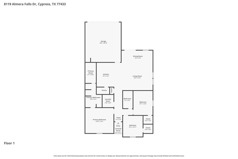 1,885/Mo, 8119 Almera Falls Dr Cypress, TX 77433 Floor Plan View