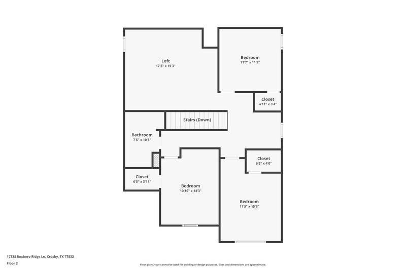 1,870/Mo, 17335 Roxboro Rdg Ln Crosby, TX 77532 Floor Plan View