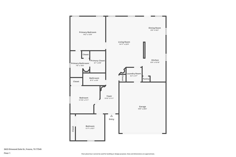 1,725/Mo, 3623 Elmwood Dale Dr Fresno, TX 77545 Floor Plan View