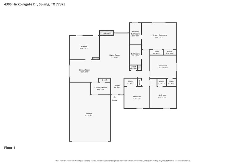 1,865/Mo, 4306 Hickorygate Dr Spring, TX 77373 Floor Plan View