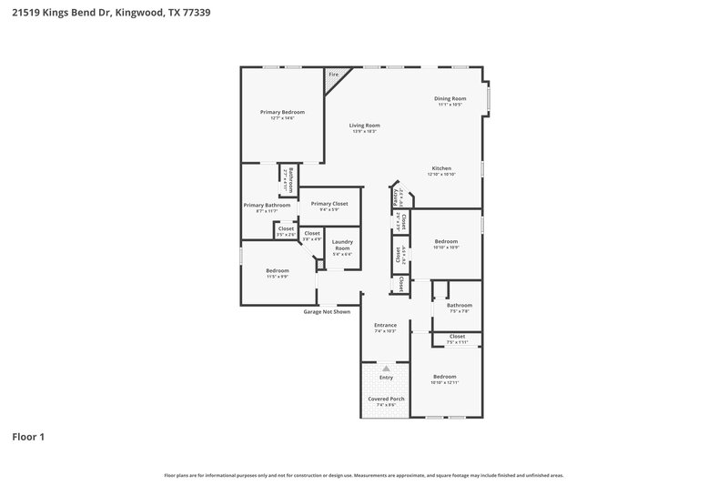 1,985/Mo, 21519 Kings Bend Dr Kingwood, TX 77339 Floor Plan View