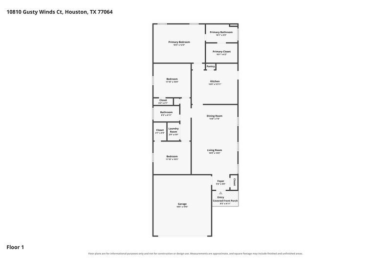 1,810/Mo, 10810 Gusty Winds Ct Houston, TX 77064 Floor Plan View