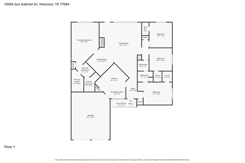 1,915/Mo, 19402 San Gabriel Dr Houston, TX 77084 Floor Plan View