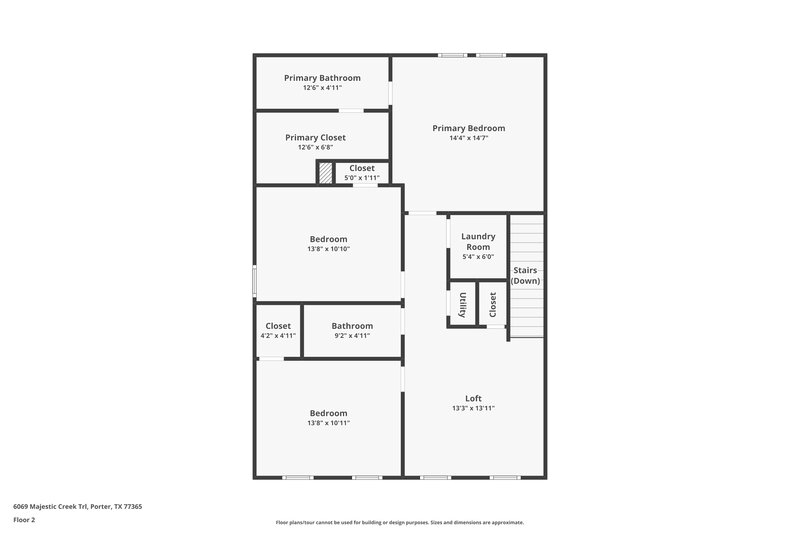 1,800/Mo, 6069 Majestic Creek Trl Porter, TX 77365 Floor Plan View 2