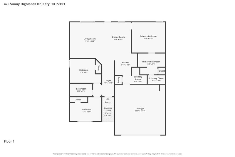 1,890/Mo, 425 Sunny Highlands Dr Katy, TX 77493 Floorplan View